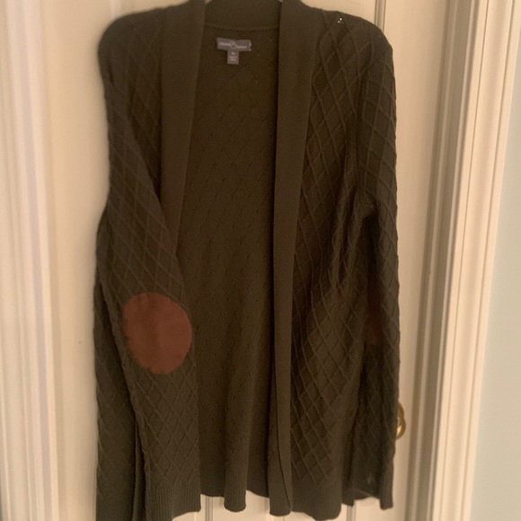 Market Spruce open front cardigan with patch elbows - Picture 1 of 8